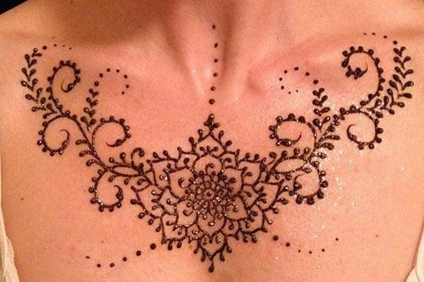 Chest Mehndi tattoo designs idea