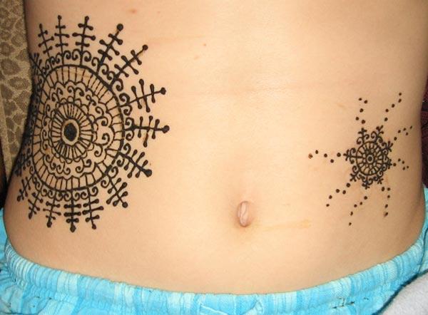 Stomachs Mehndi tattoo designs idea