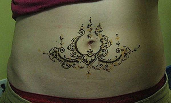 Stomachs Mehndi tattoo designs idea