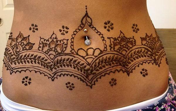 Stomachs Mehndi tattoo designs idea