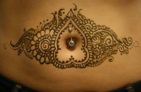 Stomachs Mehndi tattoo designs idea