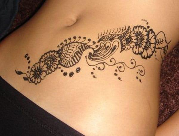 Stomachs Mehndi tattoo designs idea