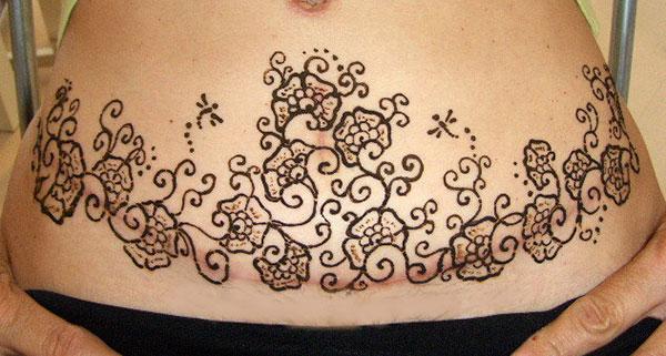 Stomachs Mehndi tattoo designs idea