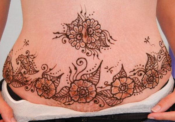 Stomachs Mehndi tattoo designs idea