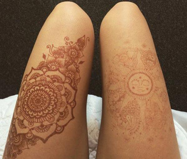 Thighs Mehndi tattoo designs idea