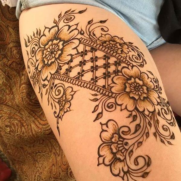 Henna Mehndi tattoo designs idea for thigh - Tattoos Ideas