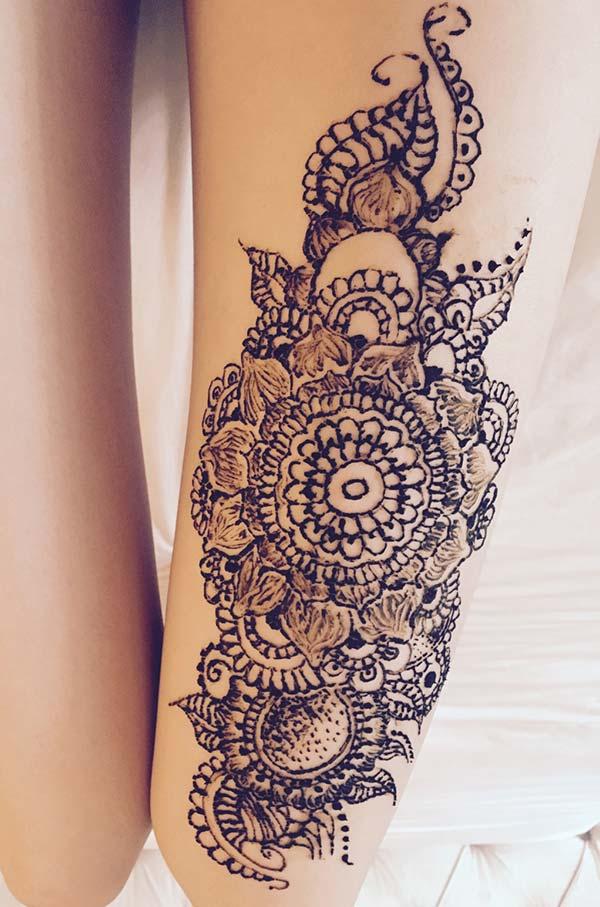 Thighs Mehndi tattoo designs idea