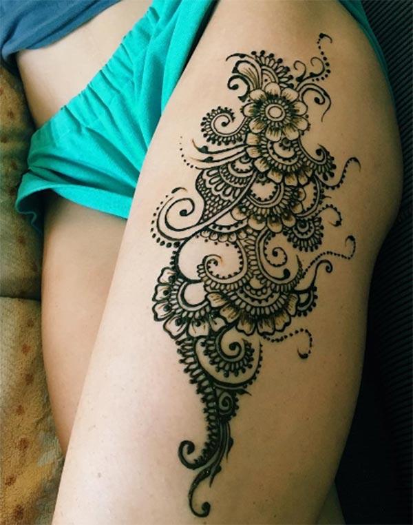 Henna Mehndi tattoo designs idea for thigh - Tattoos Art Ideas