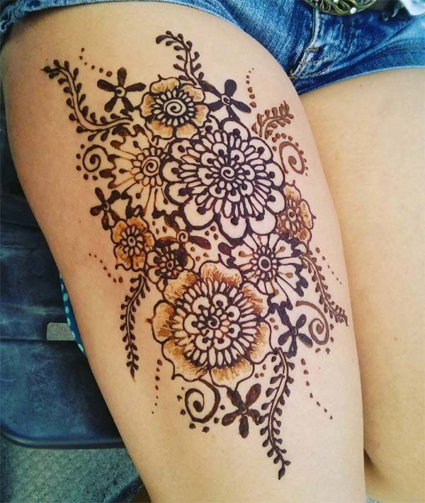 Henna Mehndi tattoo designs idea for thigh - Tattoos Ideas