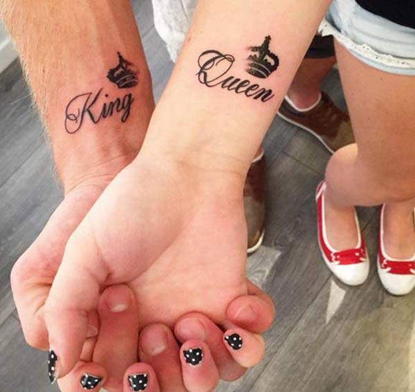 Couples go for a King and Queen Tattoos at the wrist to bring their pretty look.