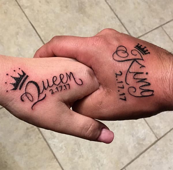 King and Queen Tattoosaround your finger with a date brings about the memory or makes it as a reminder