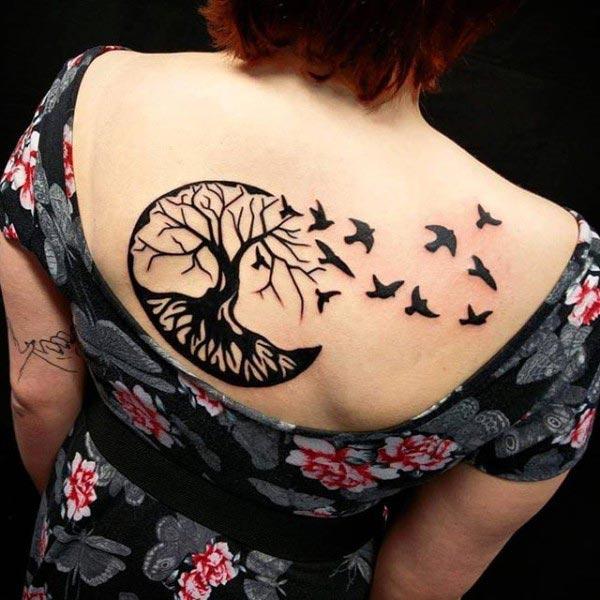 Tree of Life tattoo on the back make a girl attractive and elegant 