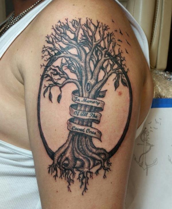 Tree of Life tattoo of the shoulder make a man look foxy