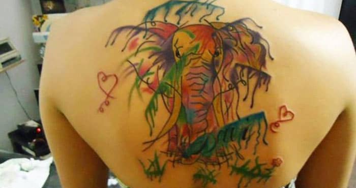 Watercolor Back Tattoos for Girls-13