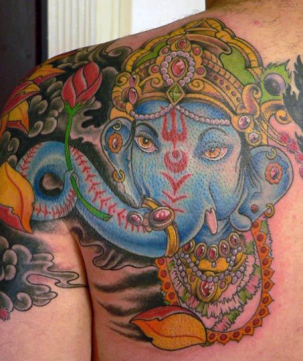 Shree ganeshay namah tattoo ink idea for back