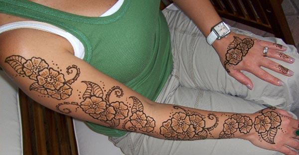 Full arm Mehndi tattoo designs idea