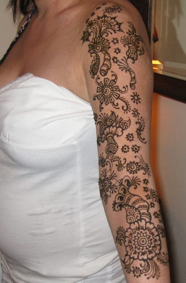 Full arm Mehndi tattoo designs idea