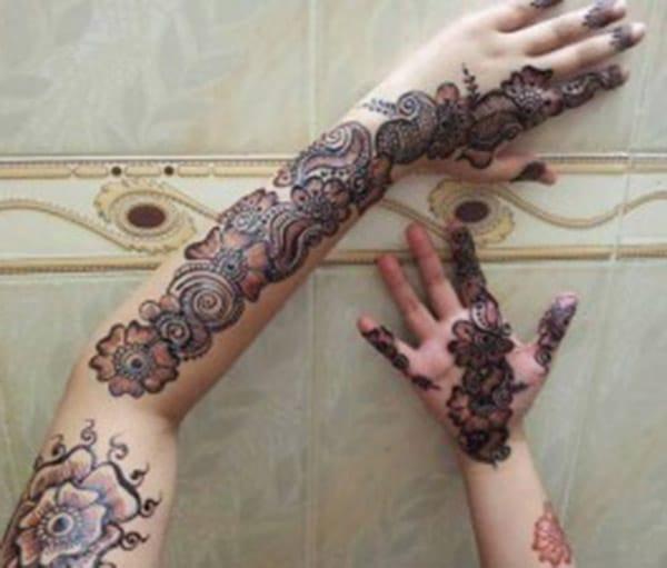 Full arm Mehndi tattoo designs idea