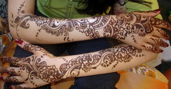 Full arm Mehndi tattoo designs idea