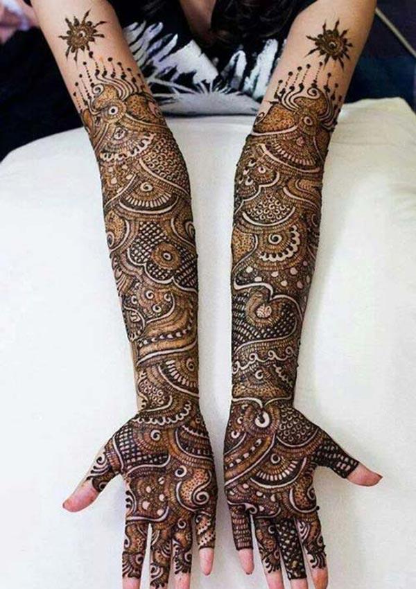 Full arm Mehndi tattoo designs idea