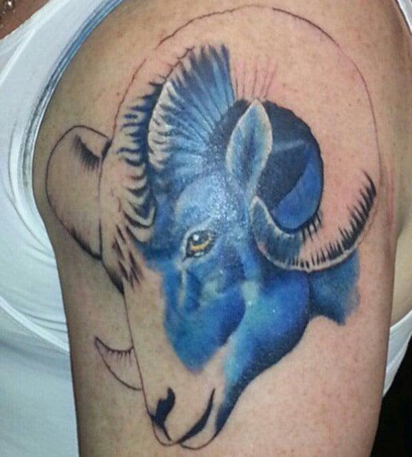 Awesome Aries tattoo design idea for upper arm
