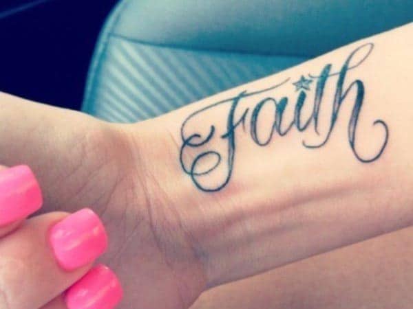 Simple yet stylish FAITH tattoo on wrist symbolize independence