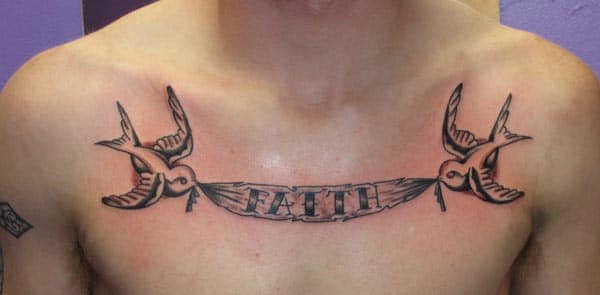 - be courageous with the flying birds faith tattoo on chest