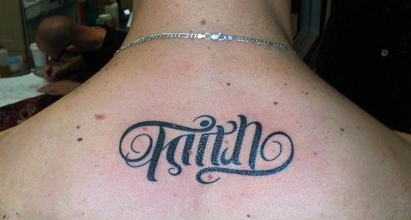 lower neck faith tattoo is simply great and stylish for women