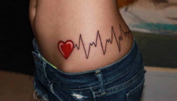 Heartbeat Tattoo around the hips makes a girl look captivating