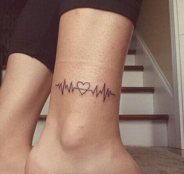 Heartbeat Tattoo on the foot make a girl look cute