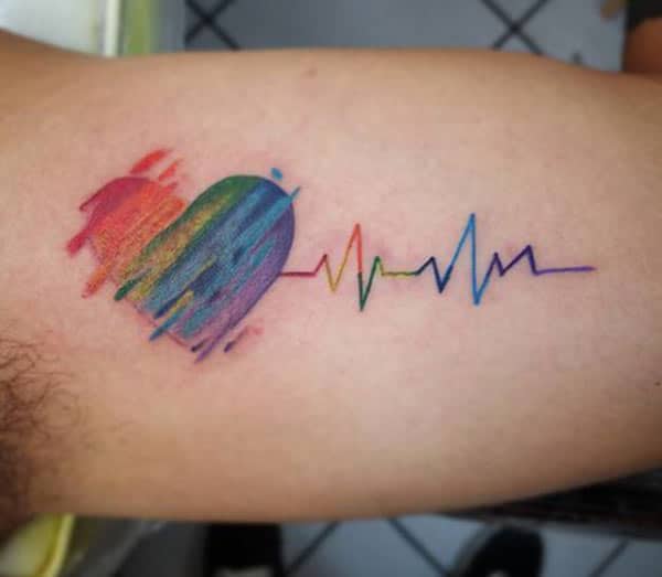 Heartbeat Tattoo on the upper arm makes a man look gallant