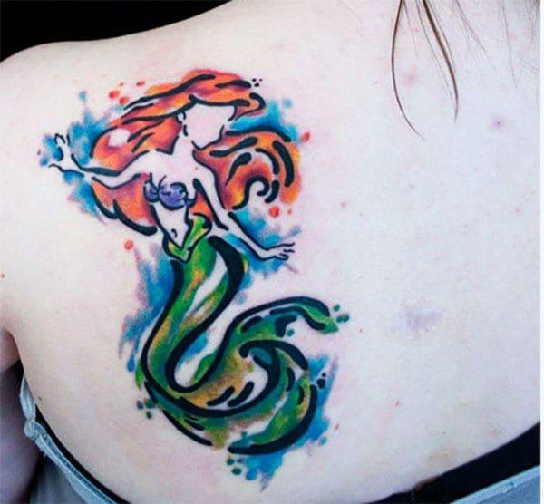 The best tattoo design on the upper back of the girl 
