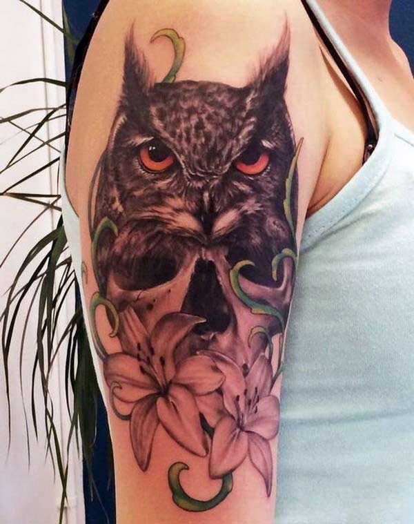 Owl Tattoo on the shoulder brings the astonishing look