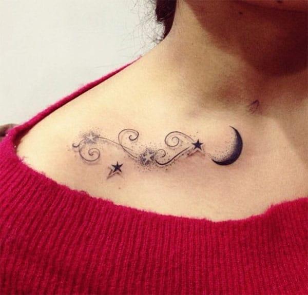 Collar Bone Tattoo gives the captive look in girls