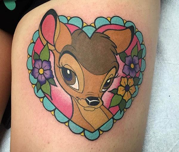 Disney Tattoo for the upper thigh brings their feminist look.
