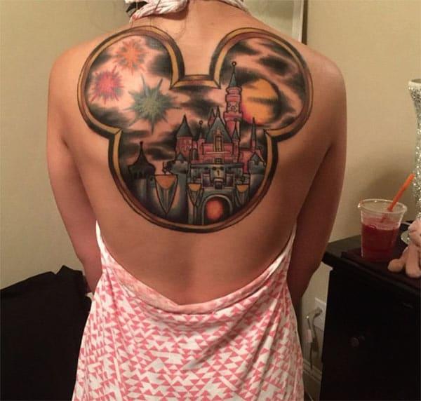 Disney Tattoo at the back brings the captivating look