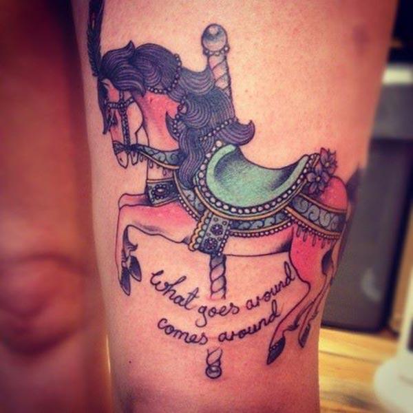 The Horse tattoo on the upper thigh makes girls have Stunning look