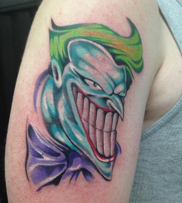 Joker Tattoo on the shoulder makes a girl alluring 