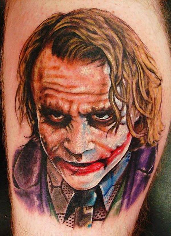 Joker Tattoo for men with a brown ink design make them look stunning