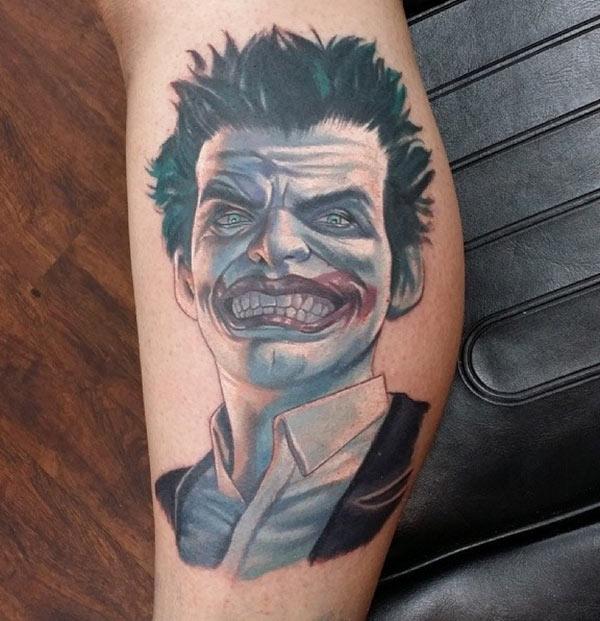 Joker Tattoo for men with black ink design brings their elegant