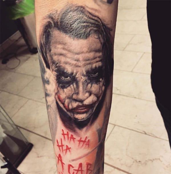 Joker Tattoo on the lower arm makes a man look cool