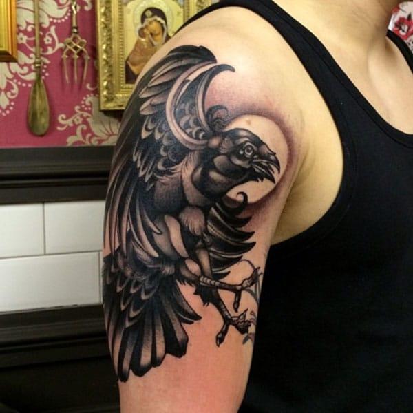 Raven tattoo for men makes them look spruce