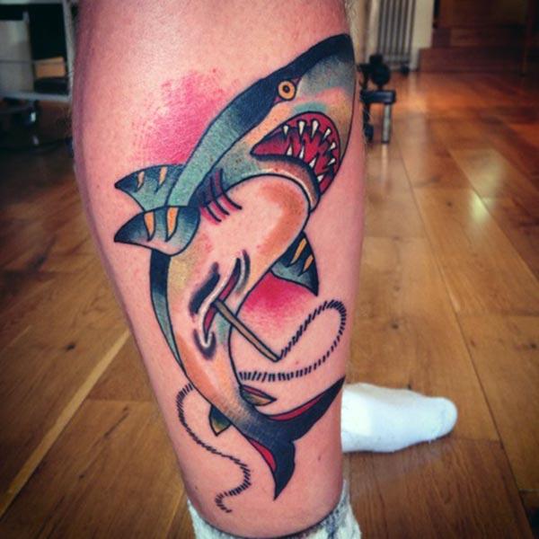 Shark Tattoo on the right foot make a man look gallant