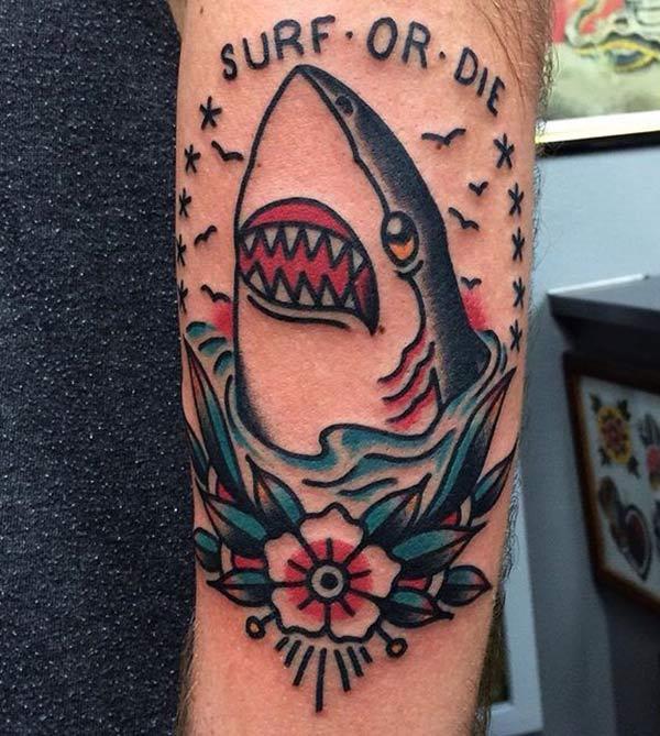 Shark Tattoo for men with a grey ink design makes them look marvelous