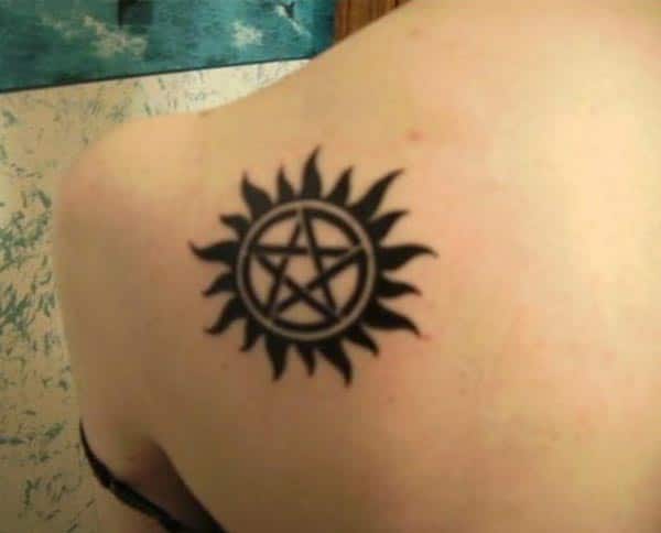 Supernatural tattoo with black ink design brings a gorgeous look