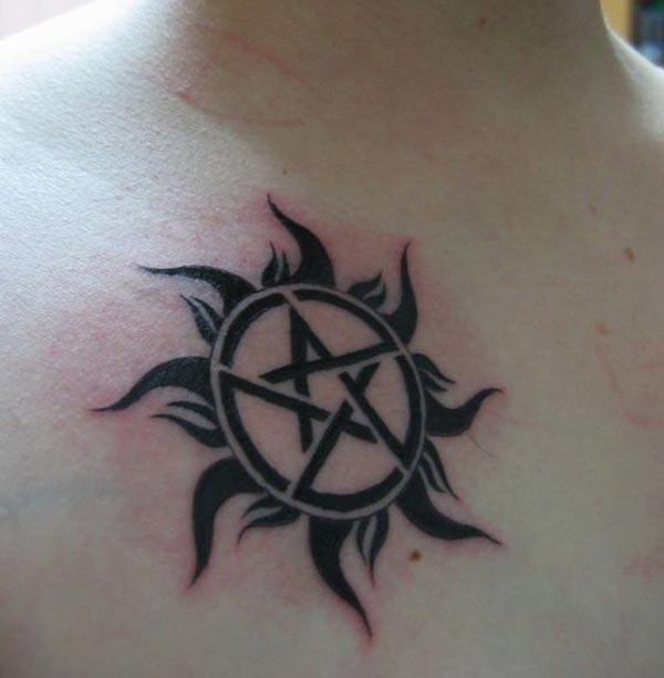 Supernatural Tattoo on the upper chest makes a man have a hunky look