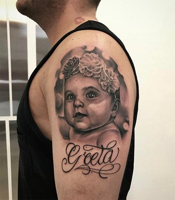 Baby tattoo for men makes them look spruce