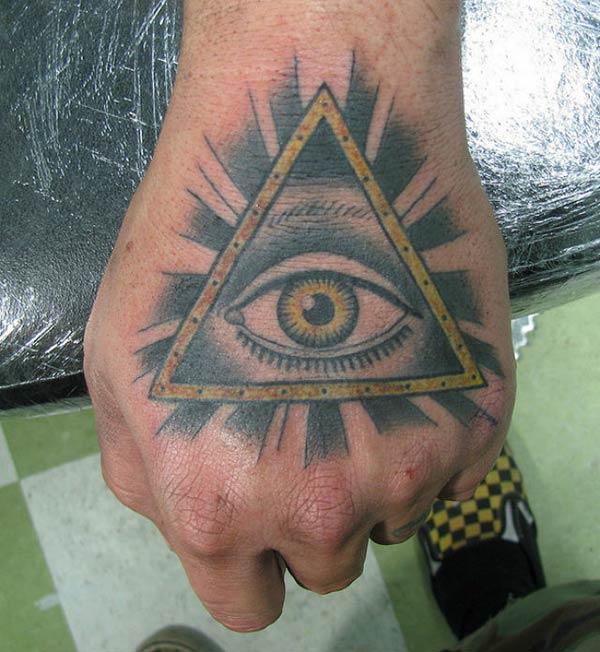 Eye of God Tattoo on the hand makes a man look stylish 