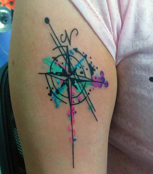 Amazing compass tattoo design on forearm for girls and ladies