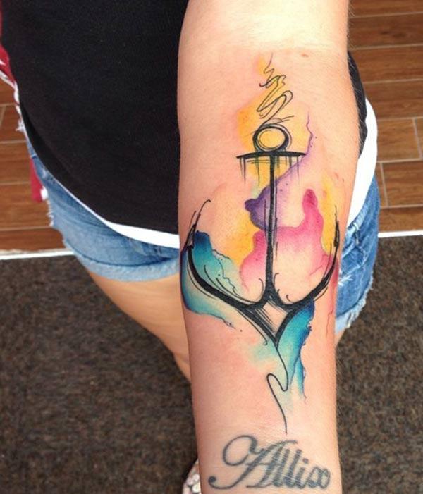 Anchor Tattoo on the lower arm makes a woman look captivating